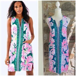 NWT LILLY PULITZER CARLOTTA STRETCH SHIFT DRESS  Tidal Wave Pans Garden $218